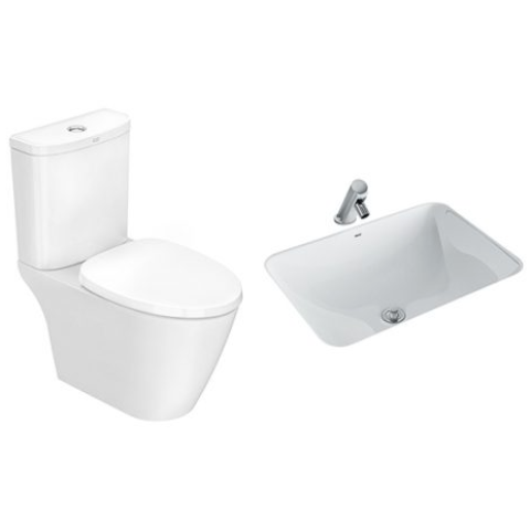 Inax Compact Codie 自由咀座廁連水箱及緩降廁板 配 長方形檯底面盆 (IN2407HKB1-WT-0 + AL-2298V/BW1) (不包含風琴喉)